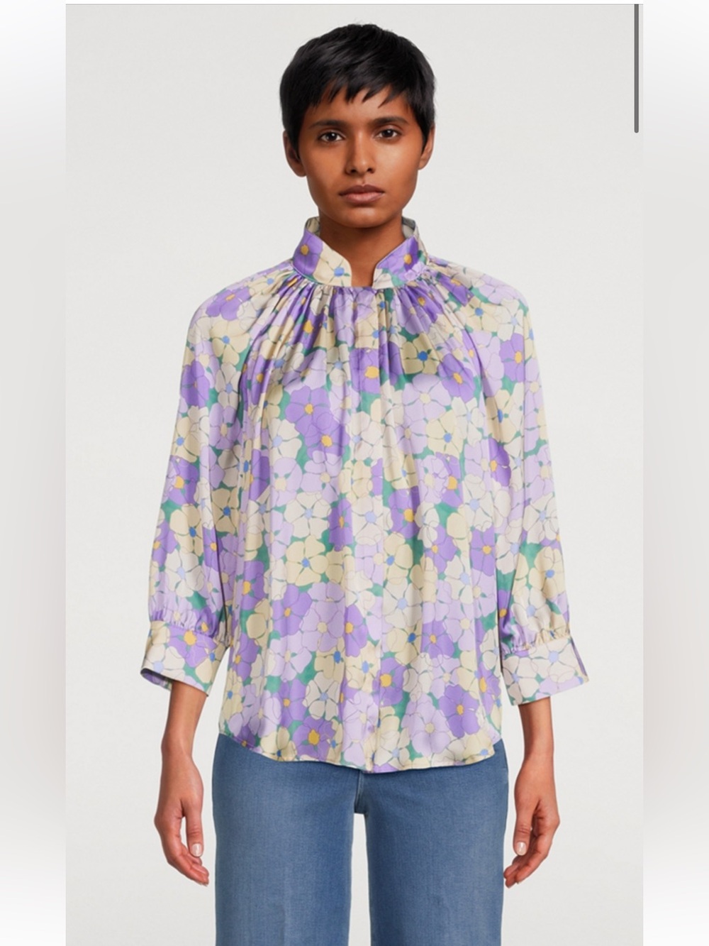 Smythe Gathered Blouse in floral print Women’s Size S